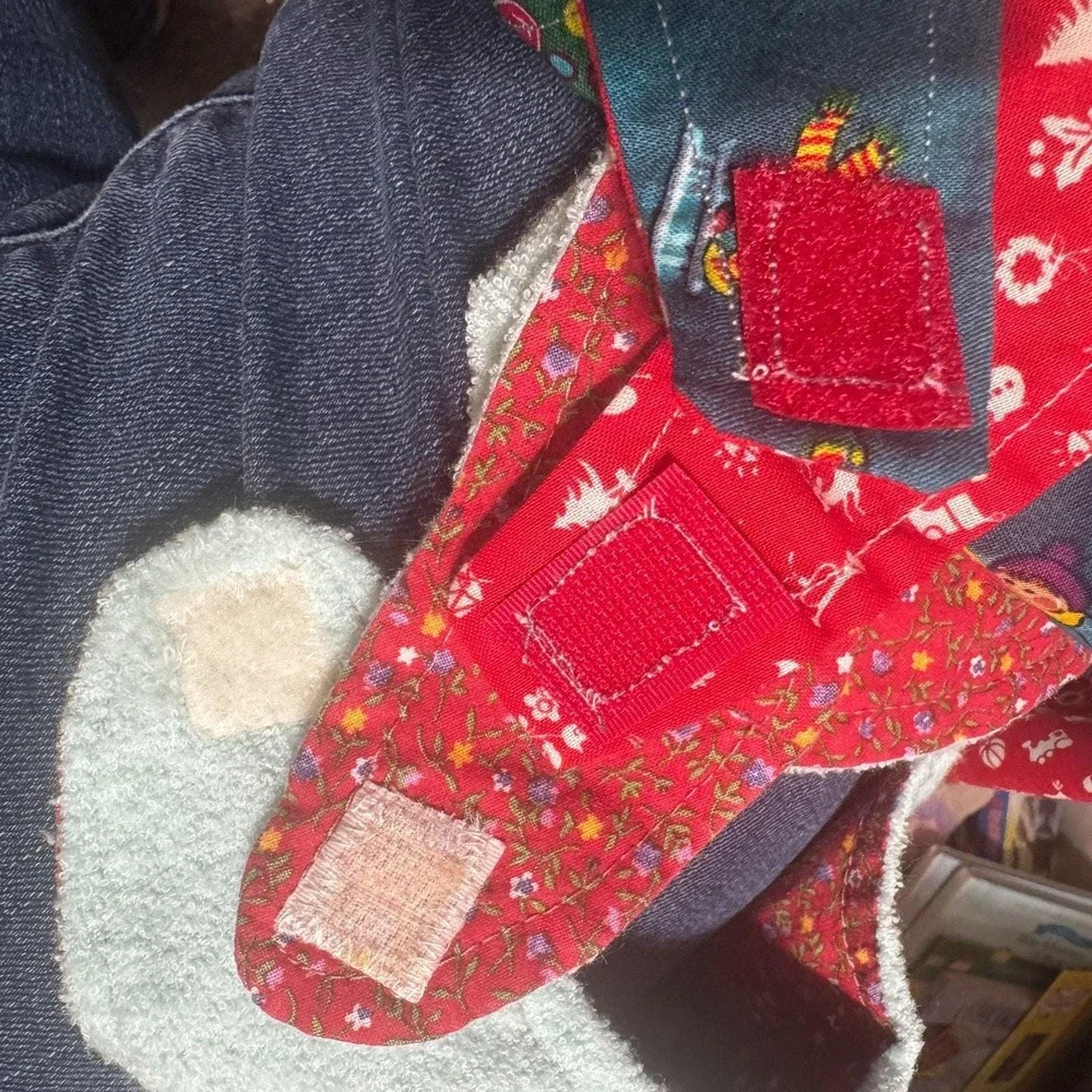2 Baby Bibs Reversible Handmade Long Christmas Calico Flannel